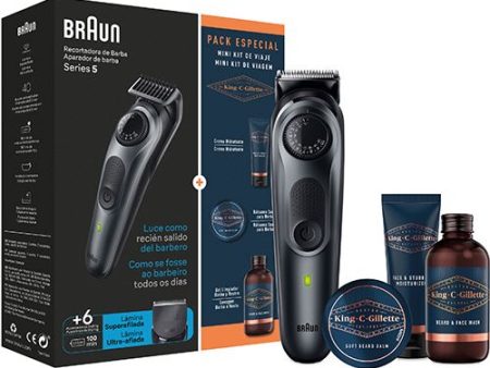 Pack Máquina de Barbear Braun Series 5 BT5450 - Preto + Mini Kit de Viagem King.C.Gillete Online Sale