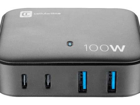 Carregador Cellularline Casa Multipower 2x USB-A + 2x USB-C 100W Preto For Discount