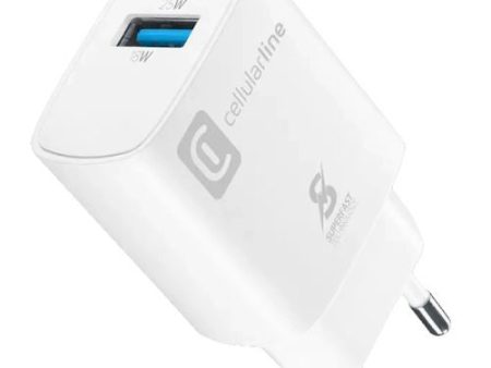 Carregador USB+USB-C Cellular Line 25W - Branco Discount