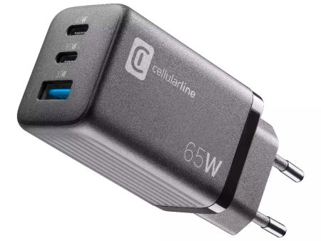 Carregador Cellularline Casa Multipower 1x USB-A + 2x USB-C 65W Preto Cheap