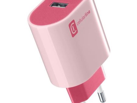 Carregador Cellularline Style Color ACHUSSBSMART12WP USB-A 12W Rosa For Sale